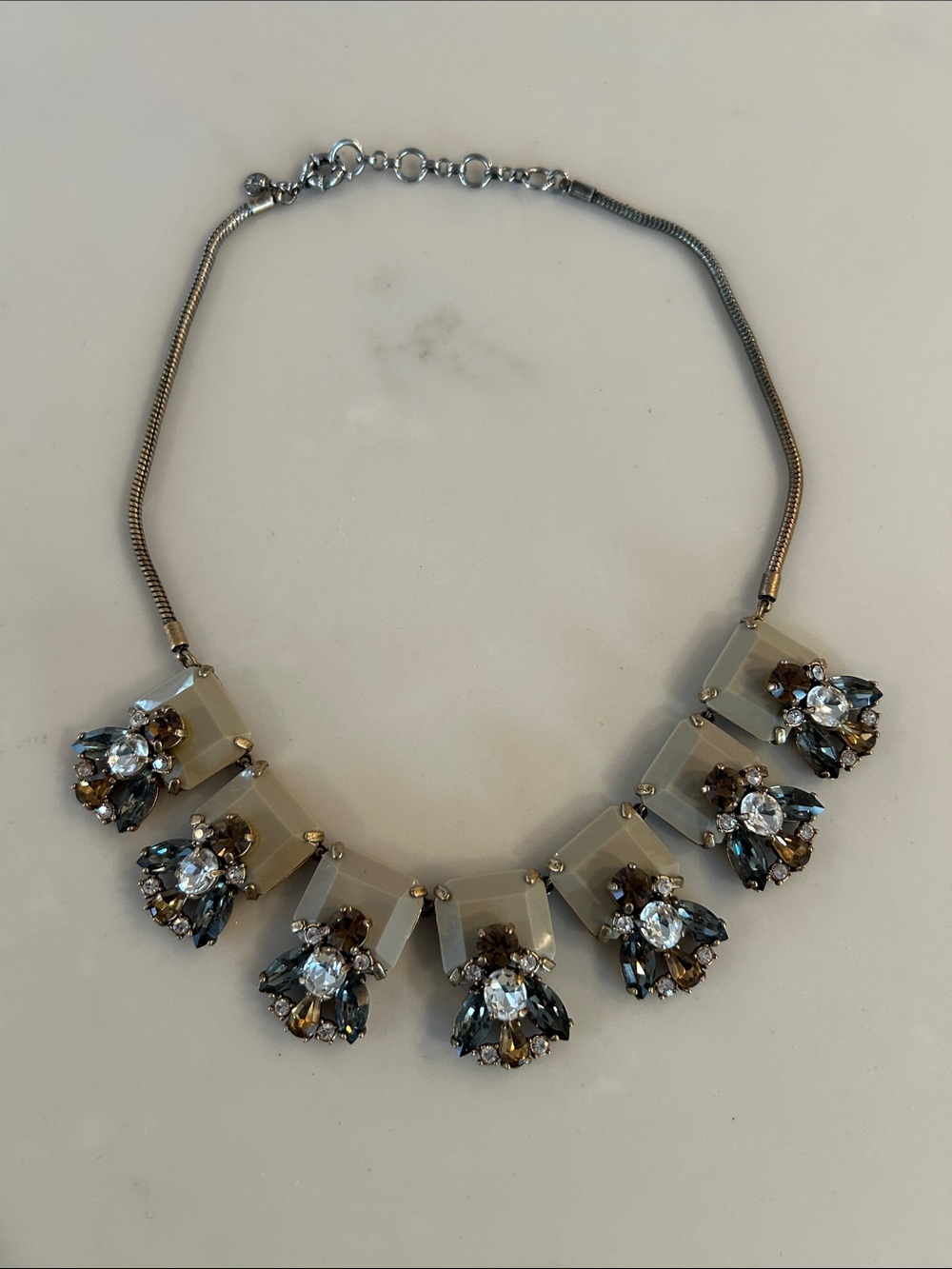 Crystal Statement Necklace in Champagne and Silver